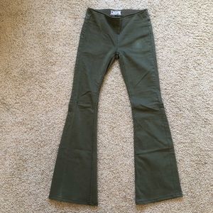 Free People Penny Pull On Flare Pants Olive Green size 26